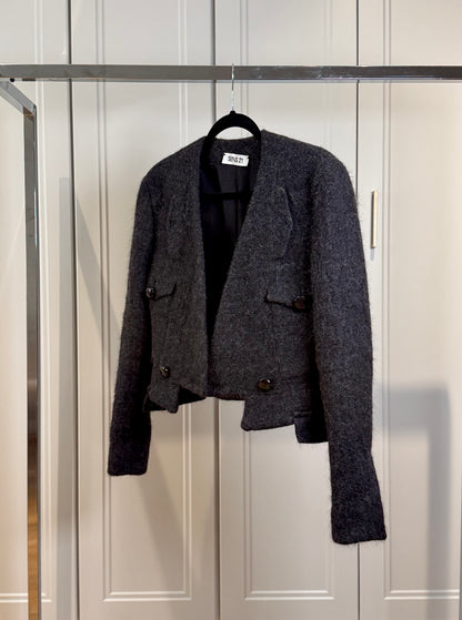 Dark Grey Wool Crop Blazer