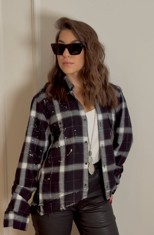 Black Checked Cotton Shirt
