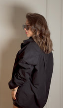 Long Oversized Black Poplin Shirt