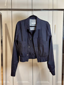 Navy Crop Bomber Jacket