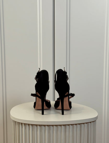 Suede leather strap pumps