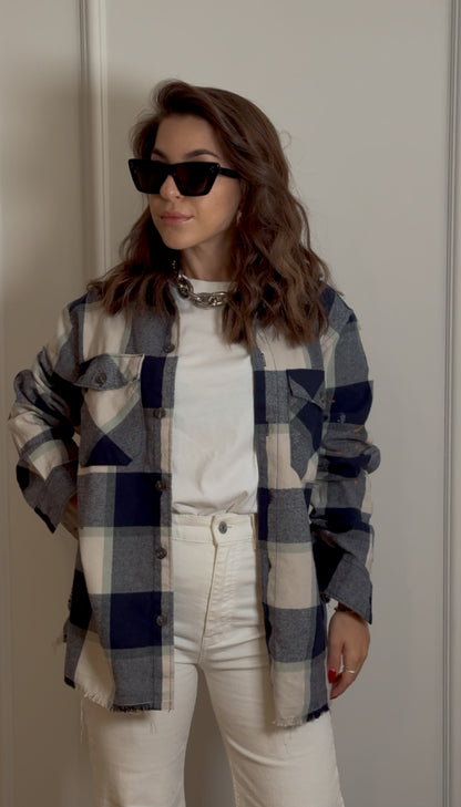 Long Checked Cotton Shirt