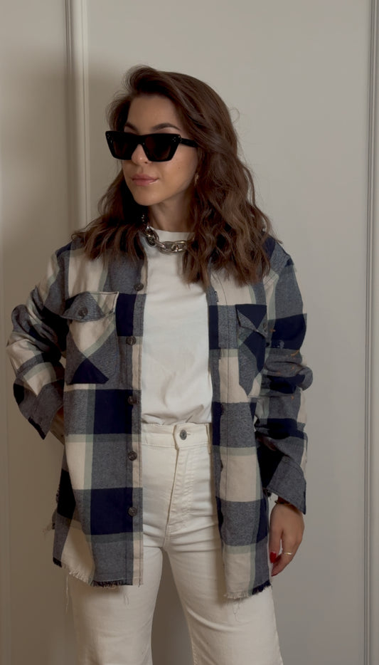 Long Checked Cotton Shirt