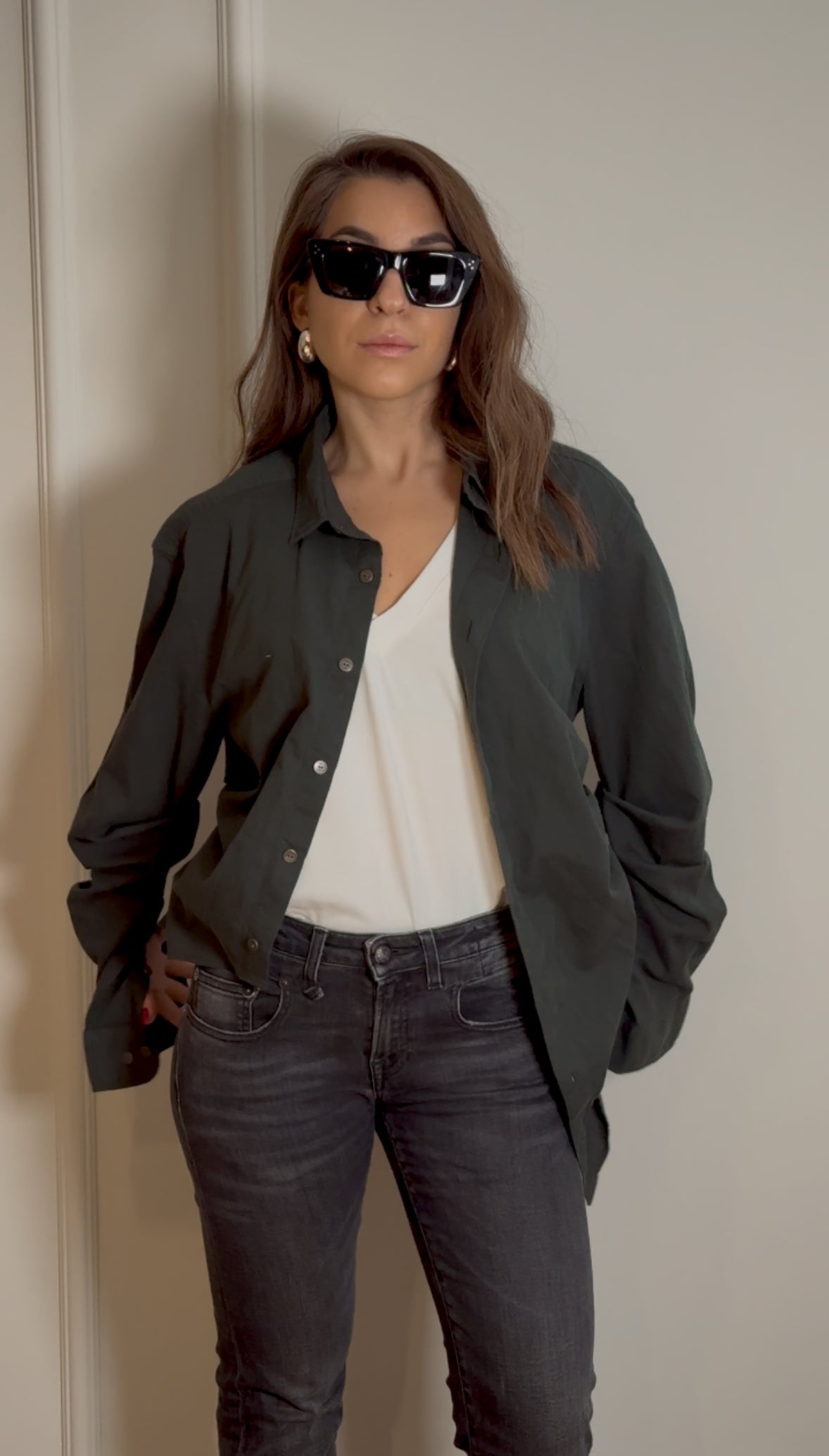 Dark Green Asymmetric Shirt