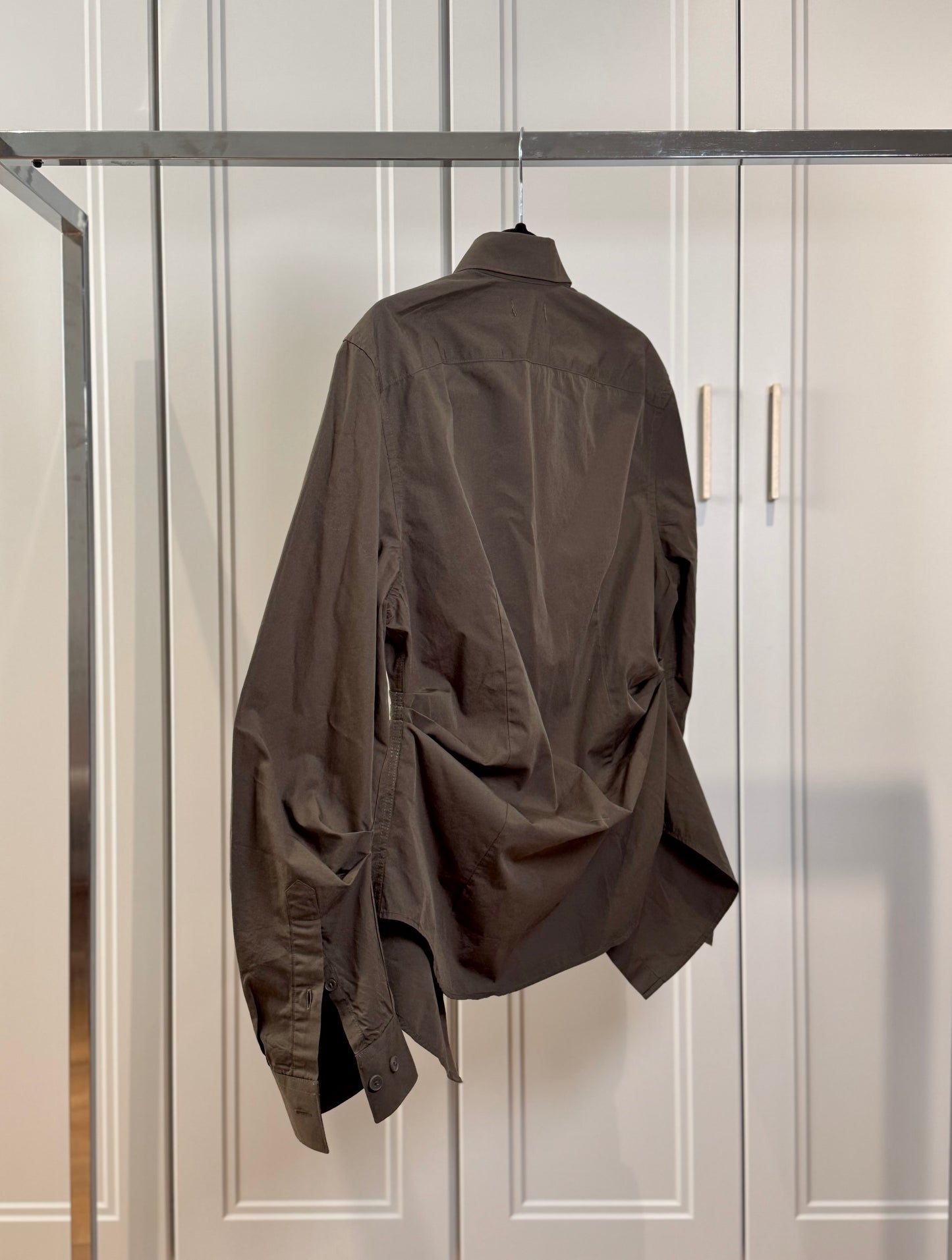 Khaki Cotton Fitted Shirt