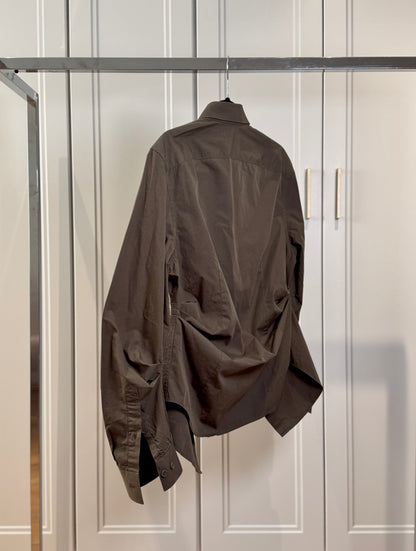 Khaki Cotton Fitted Shirt