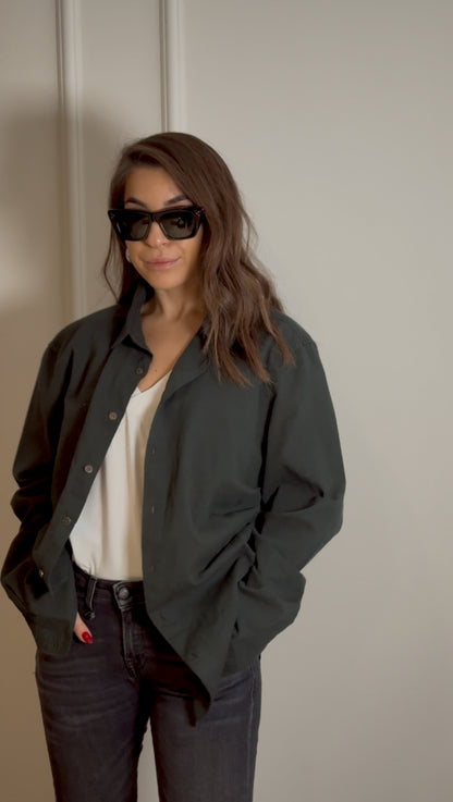 Dark Green Asymmetric Shirt