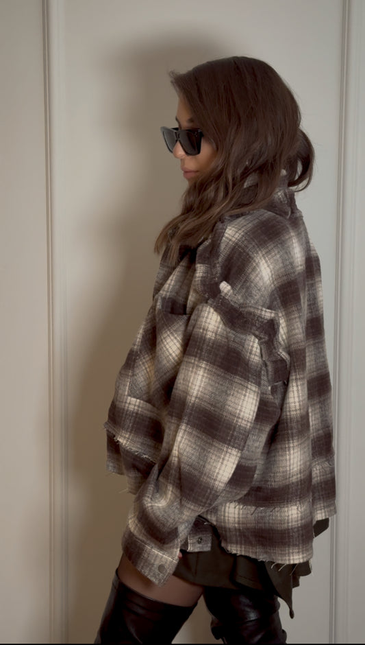 Boxy Checked Flannel Overshirt