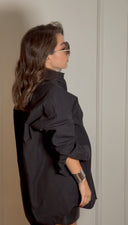 Long Oversized Black Poplin Shirt