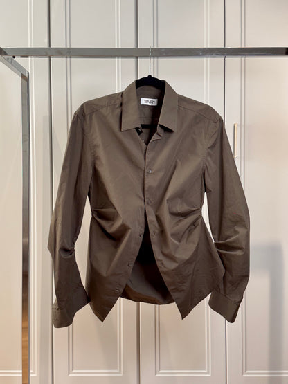 Khaki Cotton Fitted Shirt