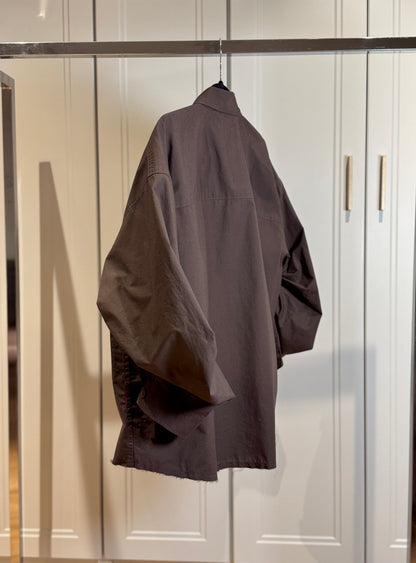 Oversized Brown Poplin Shirt