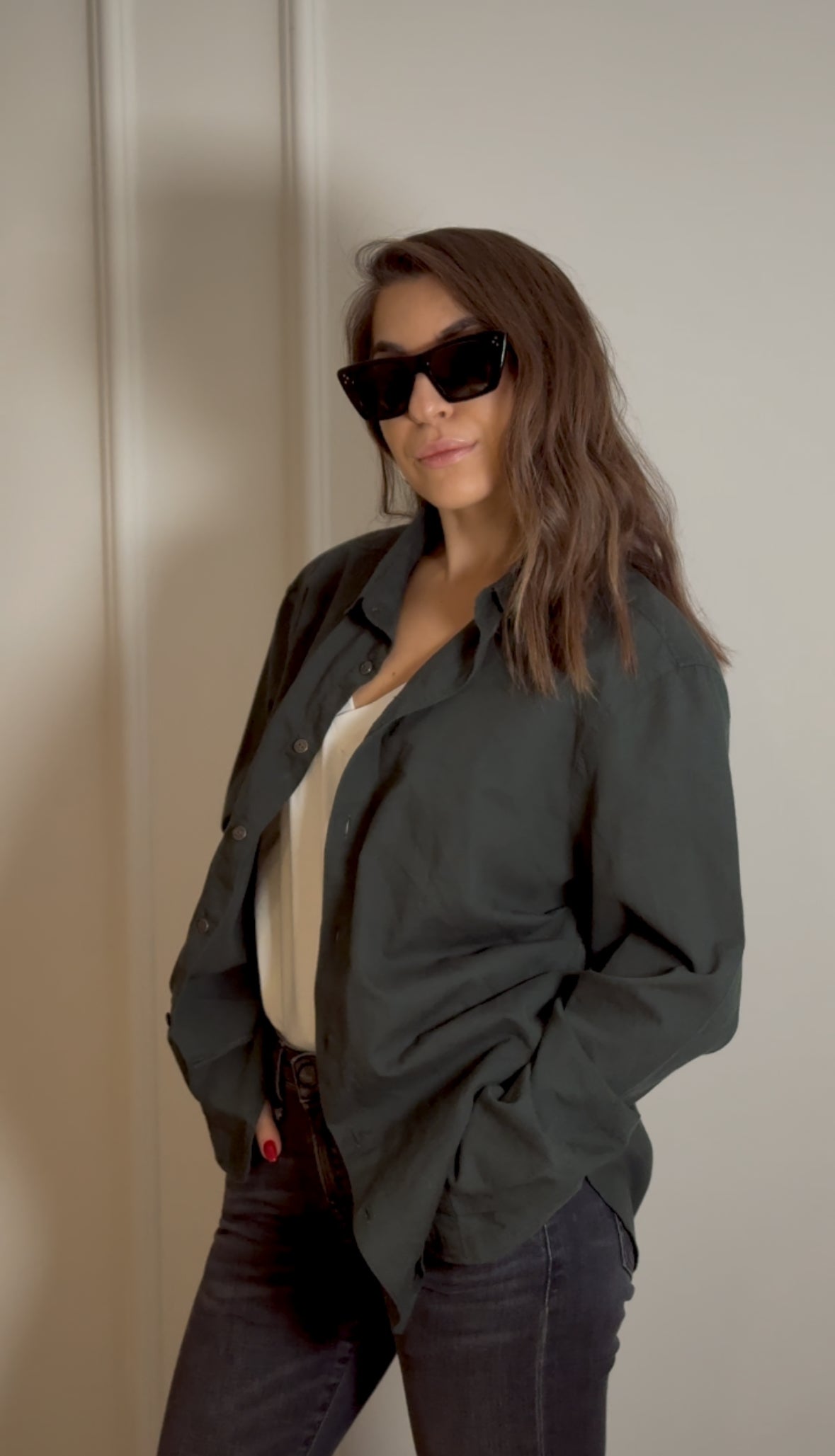 Dark Green Asymmetric Shirt