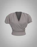 Gathered V-neck t-shirt