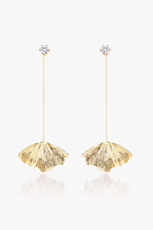 LONG GINKGO EARRINGS